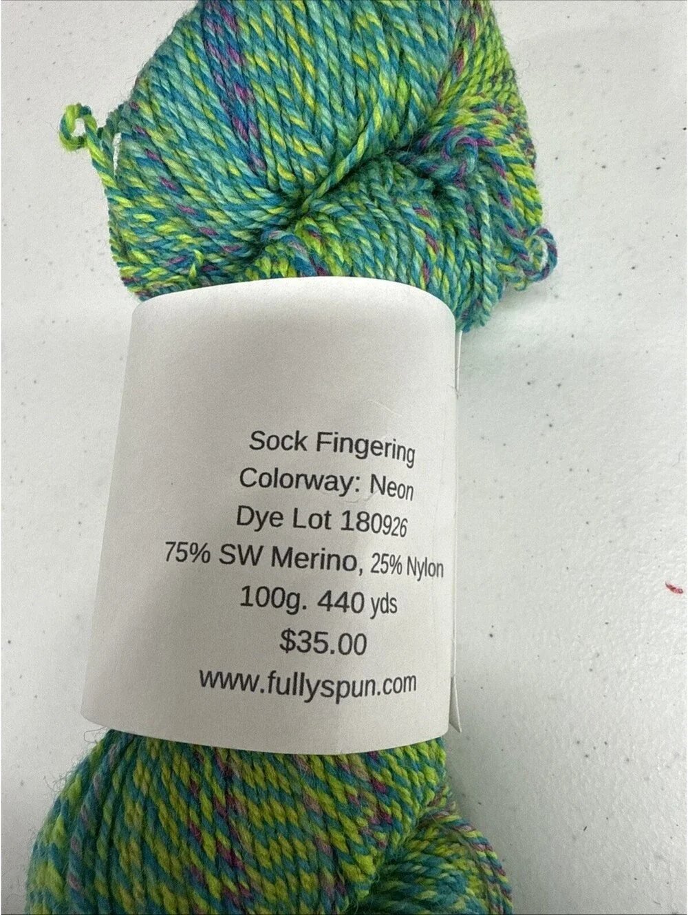 Fully Spun Sock Fingering Color Neon SW Merino/Nylon 1 Skein